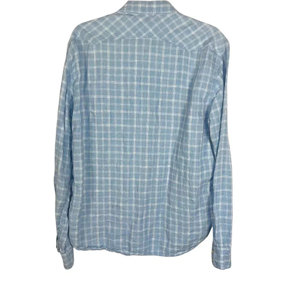 Lucky Brand Linen Snap Button Down Shirt Size Large Plaid Rodeo Coastal Cowgirl - Picture 3 of 14